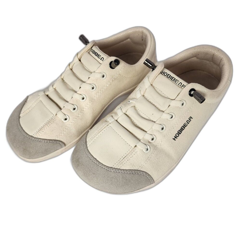 Hobibear Women's Sz 6 Sneakers Cream and Gray Wide Toe Spread Minimalist Casual